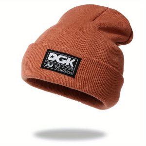 DGK Letter Embroidery Beanie Unisex Knit Skull Cap Acrylic Winter Hat Hand Wash - Pack of 1