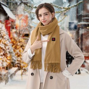 solid color scarf neck scarf knitted Electric heating winter scarf USB heating neck scarf neutral heating neck scarf soft and warm scarf 3 heating modes suitable for outdoor cycling, skiing, ice skating