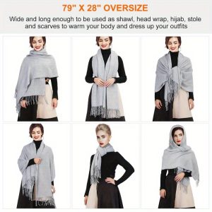 Mens Womens Oversize Cashmere Wool Shawl Wraps Blanket Winter Solid Scarf Soft Pashmina 79