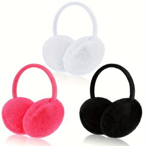 3 Pack Upgraded Faux Fur Warm Earmuffs Winter Unisex Ear Muffs Faux Fur Warm Earmuffs Soft Warm Thick Faux Fur Ear Warmers for Different Head Girth Women Men Outdoor